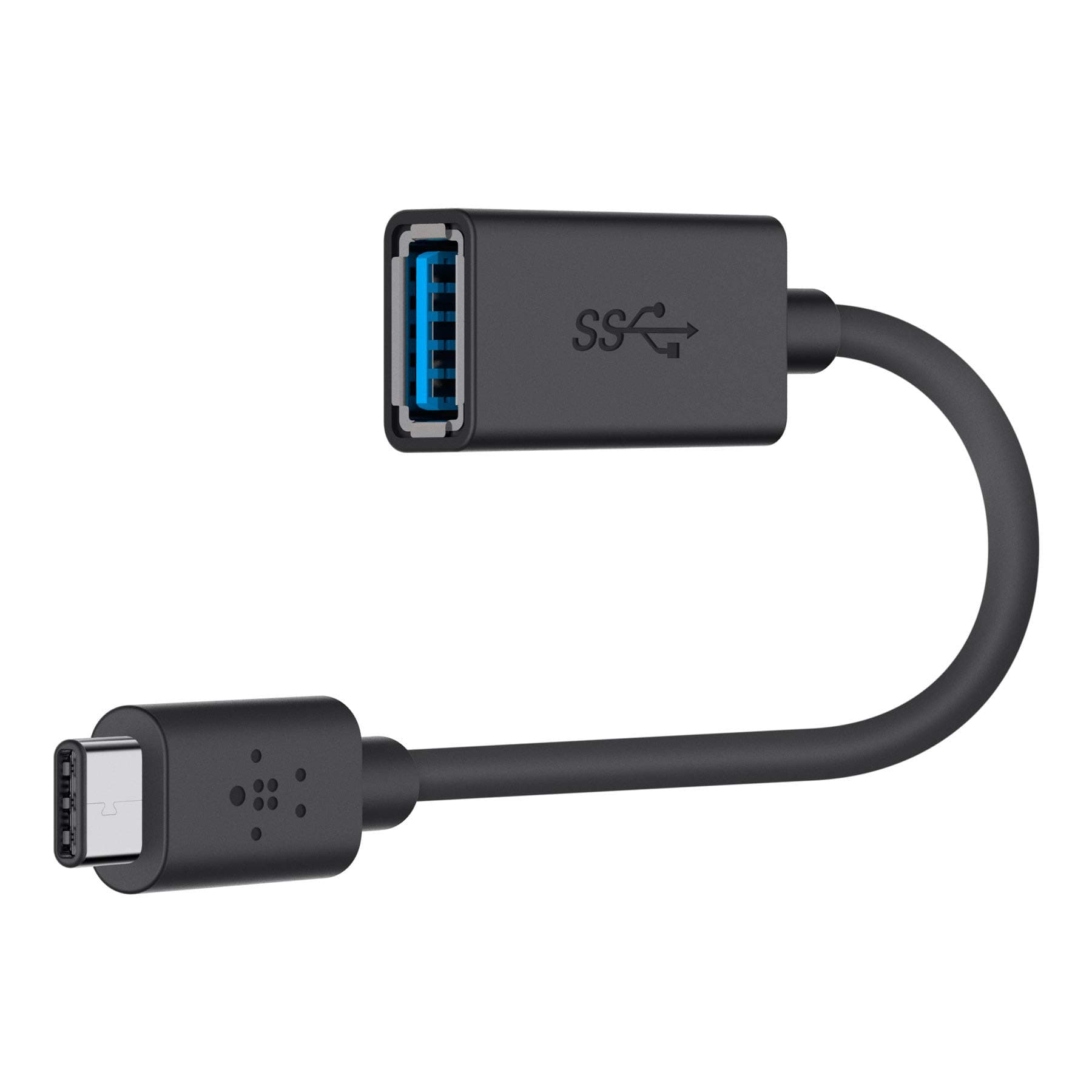 Belkin F2CU036btBLK USB-IF Certified 3.0 USB Type C (USB-C) to USB A Adapter, Compatible with USB-C Devices Including New MacBook and ChromeBook Pixel