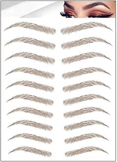 S.A.V.I 9 Pairs 6D - Natural Brown Eyebrow Tattoo, Long Lasting Up to 4 Days, Waterproof Eyebrow Temporary Tattoo Sticker - 1 Sheet