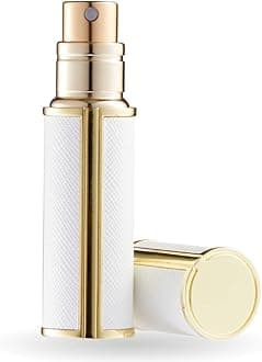 UULANFA Refillable Perfume Bottle Atomizer for Travel,Portable Easy Refillable Perfume Spray Pump Empty Bottle for men and women with Mini Pocket Size 5ml (SU.G-White)