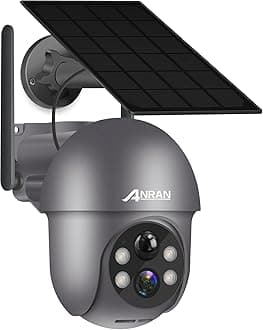 ANRAN 2K Security Camera Outdoor Wireless with 360° View, Solar Security Camera Outdoor with Smart Siren, Spotlights, Human Detection, 2-Way Audio, Color Night Vision, Work with Alexa, Q01 Grey