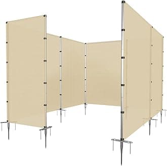 PATIO Outdoor Privacy Fence with Stainless Steel Poles Dog Fencing for Deck Backyard Yard Freestanding Removable Privacy Fence Barrier Garden Chicken Fence with Spikes Beige 6'x134'