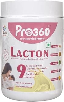 Pro360 Lacton for Breastfeeding and Lactating Mothers Milk Supplement Powder - Lactation Booster with Herbal Extracts - Helps to Increase Breast Milk - Masala Milk Flavor, 400g (Pack of 1)