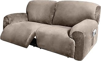ULTICOR Extra Wide 75" - 90", Reclining 2 Seater Sofa, Extra Wide Reclining Love Seat Slipcover, 6-Piece Velvet Stretch, Reclining Sofa Covers, Thick, Soft, Washable (Taupe)