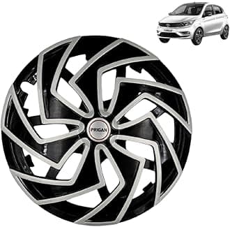 Prigan Wheel Cover for TATA Tiago New 14 Inch Black Silver Wheel Cap (Available in 13,14 Inch) (Set of 4 Pcs) (Press Fitting) Model- Spider BS-14