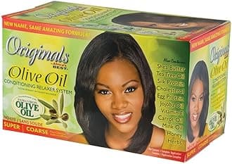 Olive Oil Hair Relaxer Kit, No lye Super / Coarse System, Conditions and Moisturizes For Healthier Looking, Softer, Silkier, Straighter Hair