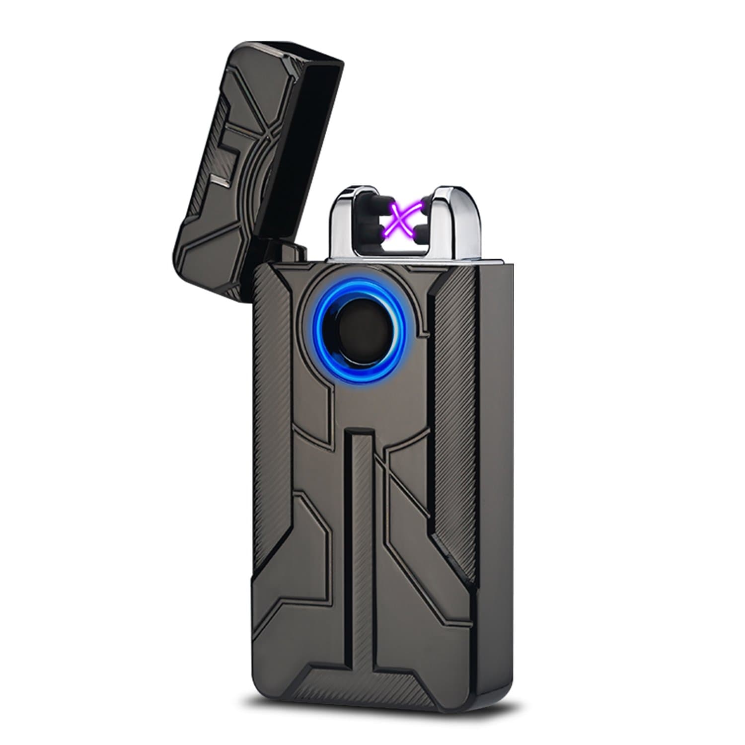 E3L Dual Arc Plasma USB Lighter Electrical Lighter Windproof Rechargeable Flameless Cigarette Lighter, Black