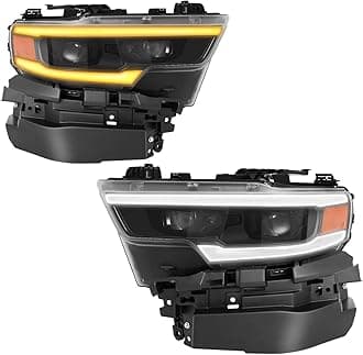 500% Brighter LED Projector Wo/AFS Headlight Assembly with DRL Fit For 2019-2022 Dodge Ram 1500 Limited Longhorn TRX 2019 2020 2021 2022 Head Lamps Left Side And Right Side-S