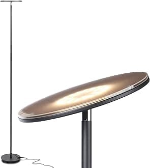- Sky Flux Dimmable LED Floor Lamp – Super Bright Floor Lamp with 3 Light Modes for Living Room, Office – Torchiere Standing Touch-Lamp, Tall Torch Lamp for Bedroom & Reading – Black