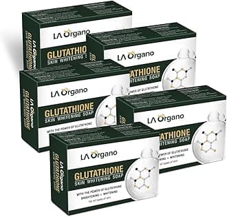 LA Organo Glutathione Skin Whitening Soap For Brightening & Whitening For All Skin Types, 100 g (Pack of 5)