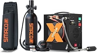 SMACO Scuba Tank with 1L Capacity Mini Scuba Tank Devices Diving Oxygen Tanks Scuba Cylinder Support Underwater Breathing for Underwater Sightseeing/Underwater Work/Backup Cylinder