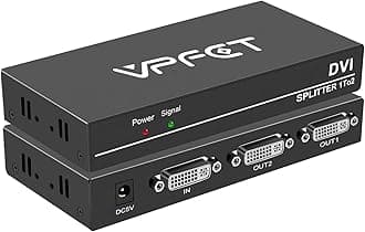 DVI Splitter 1x2 DVI 1 in 2 Out 2Port DVI Distribution Duplicator Splitter Supports Resolution up to 4K2K/30Hz Automatically Copy EDID