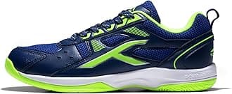 HUNDRED Raze Badminton Shoes(Non Marking)|Also Perfect For Squash,Table Tennis,Volleyball,Basketball&Indoor Sports|Lightweight&Durable|X-Cushion,Active Grip Sole,Toe Assist(Navy:Lime,9Uk)Unisex-adult