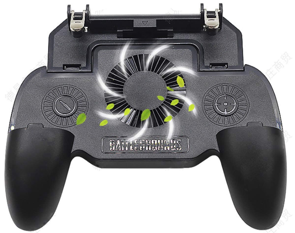 Mobile Game Controller for PUBG 4-in-1 Upgrade Version Cool Phone Holder Gamepad Shoot and Aim Trigger Joystick Physical Buttons Phone Cooling Pad Power Bank(4000Mah)