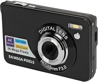 Dpofirs 2.7in Digital Camera 4K, 56Mp HD DSLR Camera, 20X Zoom Autofocus Portable Vlogging Camera for Girls Boys Teenagers (Black)