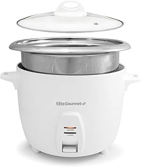 Elite Cuisine ERC-2020 Maxi-Matic 20 Cup Rice Cooker with Stainless Steel Pot, Black