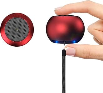 AUKSKY 2Pack Portable Mini Speaker, Bluetooth Tiny Speaker,Wireless Micro Speaker for Phone/PC/Tablet, Rechargeable Battery, Built-in Microphone, Cute Mini Speaker with Strap to Carry, Red, Black
