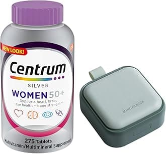 Centrum Silver Women 50+ Multivitamin, 275 Count Bundle with a Long Glacier Pill Oragnizer