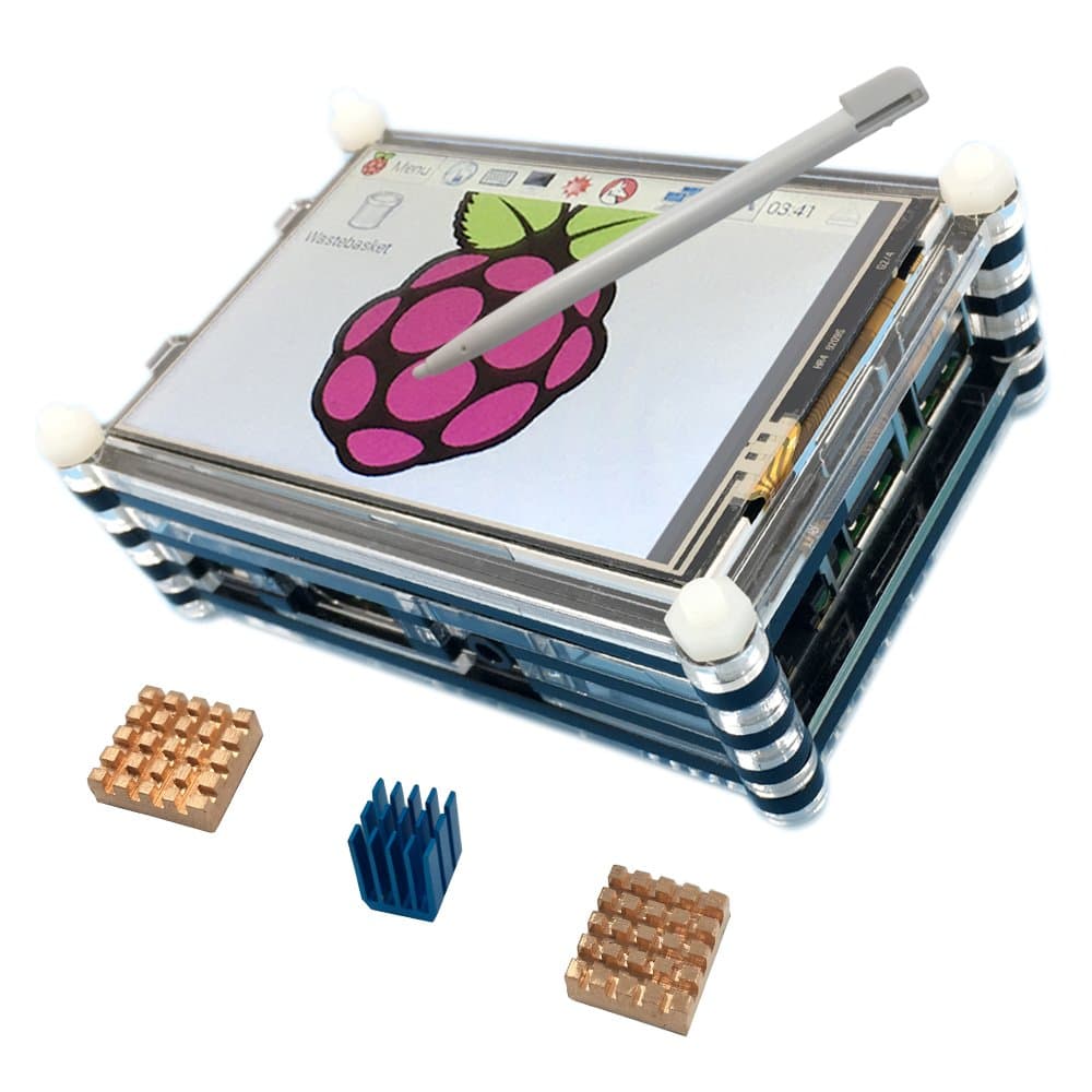 Haiworld Display KIT For Raspberry Pi 3 b / 2b, 3.5 Inch TFT Touch Screen + 9 Layers Case + Heat Sinks (3 Items)