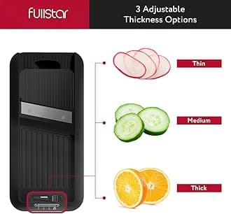 Fullstar All-in-1 Vegetable Chopper, Mandoline Slicer & Cheese Grater - Multi Blade French Fry Cutter & Veggie Dicer - Includes Bonus Handheld Spiralizer & Kitchen Gadgets (4 in 1, Black)