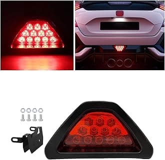 Car F1 Style Brake Light, DRL Fog Rear Tail Third Brake Light, Waterproof Triangle Warning Flash Lamp with 12 LED, Universal Car Accessories for Motorcycles Trucks Safety Stop (Red)
