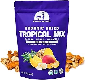 Tropical Mix Dried Fruit Snack | Unsweetened Organic Mixed Dried Fruit | Gluten Free Healthy Snacks for Kids and Adults | No Sugar Added, Vegan, Non GMO | 1 Pound Resealable Bag