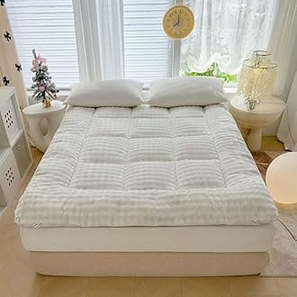 Japanese Futon Mattress,2025new Extra Thick Faux Wool Finish Fluffy Floor Futon Mattress, Super Soft Roll Up Tatami Mat, Foldable & Portable Floor Bed Sleeping Pad(White,180x200cm/Queen)