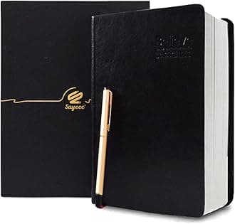 SAYEEC A5 Thick Journal 720 Pages Large Leather Notebook Lined Paper 360 Sheets Writing Notebook with Pen Gift Set Hardcover Diary Black for Taking Notes Business Man Women Gift