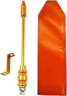 Golden Car Flag Rod with Bracket and Cover (Golden) for All Car Models/Judgement Rod/Corner Rod (Orange)
