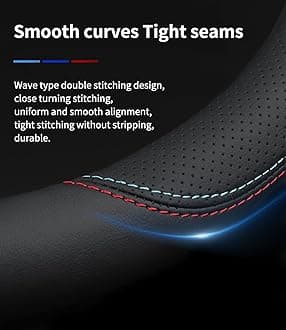 Deer Route Custom-Fit for Kia Steering Wheel Cover, Premium Leather Car Steering Wheel Cover with Logo, Non-Slip, Breathable, for Kia Accessories (A-Style,for Kia)