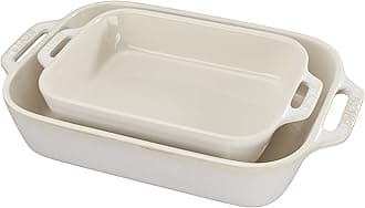 Ceramic Rectangular Baking Dish Set, 2 pc, Rustic Ivory
