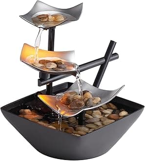 HoMedics WFL-SLVS Envirascape Silver Springs Illuminated Relaxation Fountain with Natural Stones