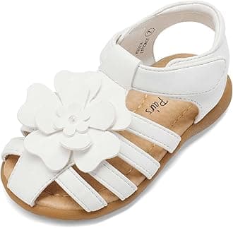 DREAM PAIRSGirls Toddler/Little Kid Closed-Toe Flower Summer Dress Sandals Shoes