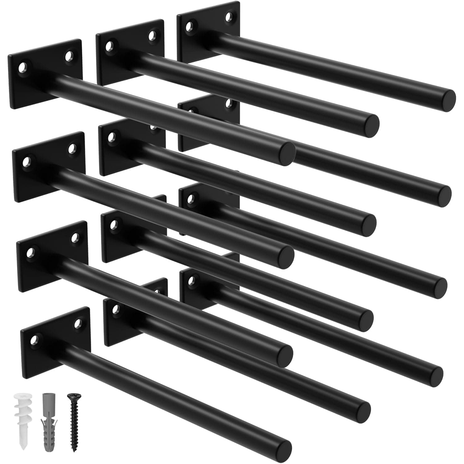 LEOPO 12 Pack-8 inch Floating Shelf Bracket, Hidden Brackets for Wood Shelf