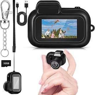 Mini Keychain Digital Camera with 32GB Card 2MP 0.96" 1080P Display Pocket Size Long Battery Life Portable Small Tiny Video Recorder for Travel Party Fun Vlog Gifts Recording Vlogging Beginners