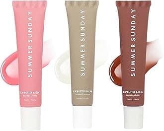 3 Colors Lip Butter Balm - Natural Colored Tinted Lip Balm - Summer Softening Lip Care with Shea Butter & Avocado Oil - Long Lasting Lip Gloss for Women,Lightweight,Non-Sticky