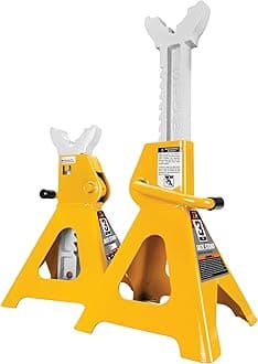 PERFORMANCE TOOL W41022 Ratchet Style Jack Stand Set for Lifting Vehicles During Maintenance, Yellow, 3-Ton