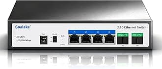 6 Ports Ethernet Switch, 4X2.5G RJ45 Ports and 2X10G SFP Port, 60Gbps Switching Capacity, Ideal for 2.5GB NAS, 4K Video, Gaming PC, 2.5GB Server, 2.5GB WiFi AP,2.5GB PCIe Adapter 2.5GB Gigabit