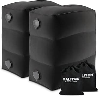 Maliton Inflatable Foot Rest Pillow, Airplane Travel Bed for Toddler, Car Seat Foot Rest for Kids, Adjustable Height Leg Rest Pillow for Airplane, Home, Office(Black, 2 Pack)