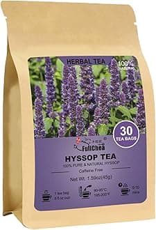FullChea - Hyssop Tea Bags, 30 Teabags, 1.5g/bag - Premium Hyssop - Non-GMO - Caffeine-free - Support Digestion & Promote Relaxation