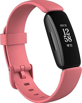 Fitbit Inspire 2 Health & Fitness Tracker with a Free 1-Year Fitbit Premium Trial, 24/7 Heart Rate, Black/Desert Rose, One Size (S & L Bands Included)