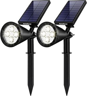 InnoGear Solar Lights Spotlight Outdoor Landscape Lighting Wall Light, Pack of 2 (White Light)
