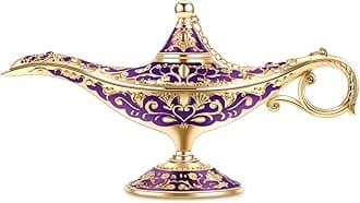 Gusnilo Vintage Aladdin Magic Lamp Genie Collector's Edition /Wedding Table Decoration,Collectable Rare Classic Arabian Props Aladdin Pot & Delicate Gift for Party/Birthday(Purple)
