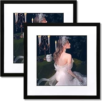 Liuxuange 20x20 Frame, Square Wooden Photo Frame Display Pictures 16x16 with Mat or 20x20 Without Mat, Home Wall Decor Gallery Poster(Black, 2 Pack)