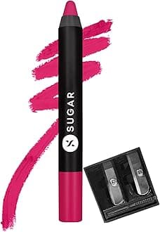 SUGAR Cosmetics Matte as Hell Crayon Lipsticks for Women | Lasts Up To 8+ Hours | Lip Crayon with Sharpener | 2.8gm - 30 Lillian Rose