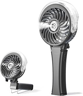 HandFan 2025 Upgraded Portable Misting Fan, Two Button Easy Operation, Handheld Rechargeable Mister Fan, Spray Water Mist Fans, Mini Electric Cooling Fans for Travel, Outdoors, Disney(Black)