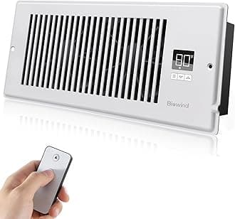 BIOWIND Quiet Register Booster Fan Fits 4" x 12" Register Holes, 10-Speed Smart Heating Cooling AC Vent Fan with Remote Control and Thermostat Control - White