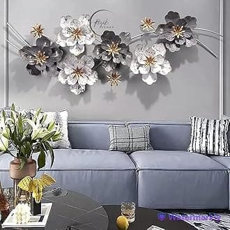 RIZIK STORE™ Metal Abstract Figures Metal Wall art for Home Decor, Living room & Bedroom (Grey white)