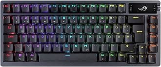 ROG Azoth RGB Gaming Keyboard (German Layout, 75% Keyboard Form Factor, ROG NX Mechanical Switches, OLED Display, with Bluetooth® or 2.4GHz RF Wireless, USB, Windows & MacOS Mode, Black)