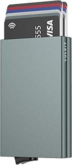 VULKIT Pop Up Wallet, Slim Minimalist Credit Card Holder RFID Blocking Mini Metal Case for Men