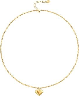 18k Gold Chain Link Necklace for Women, Baroque Pearl/Compass Pendant Necklace